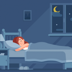sleeping an animated image of a woman sleeping on her bed at night